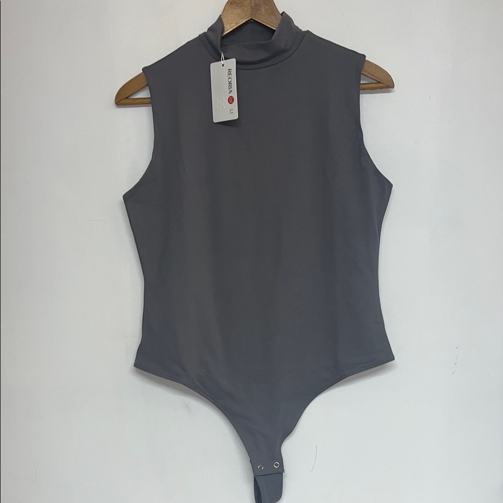 ReoRia XL Women’s Charcoal Sleeveless Bodysuit #bodycon #scuba #soft